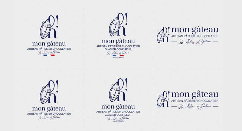 Déclinaisons du logo de la chocolaterie pâtisserie Oh ! Mon Gâteau